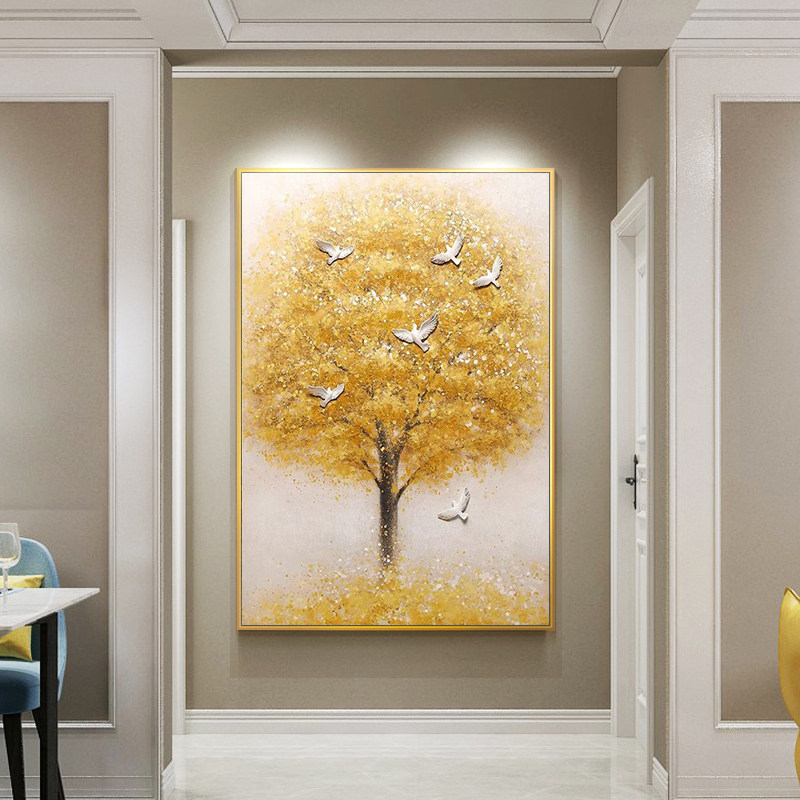 5D钻石画金色发财树满钻贴钻十字绣平安简约客厅2026新款玄关小幅