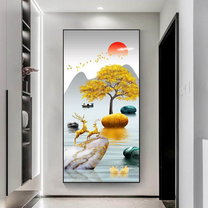 轻俏简约现代玄关亮彩钻钻石绣