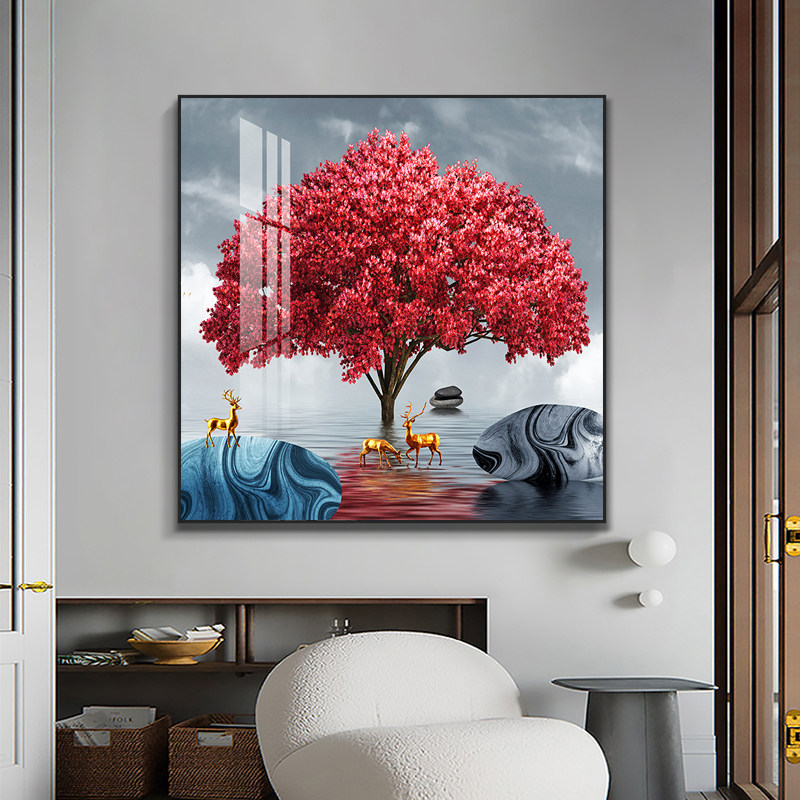 5d钻石画麋鹿招财树客厅点贴砖石方形十字绣2026新款轻奢餐厅小件,居家布艺,钻石绣,淘宝优惠券,粉丝福利购,淘宝优惠卷