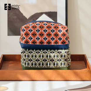 迷雾之森宋式美学纸巾盒刺绣抽纸盒绣花复古红色中式提花餐巾纸盒