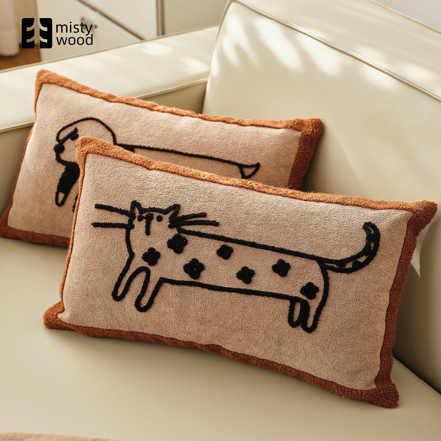 MISTYWOOD萌宠日记猫狗抱枕 原创设计客厅沙发靠垫可爱腰枕枕套