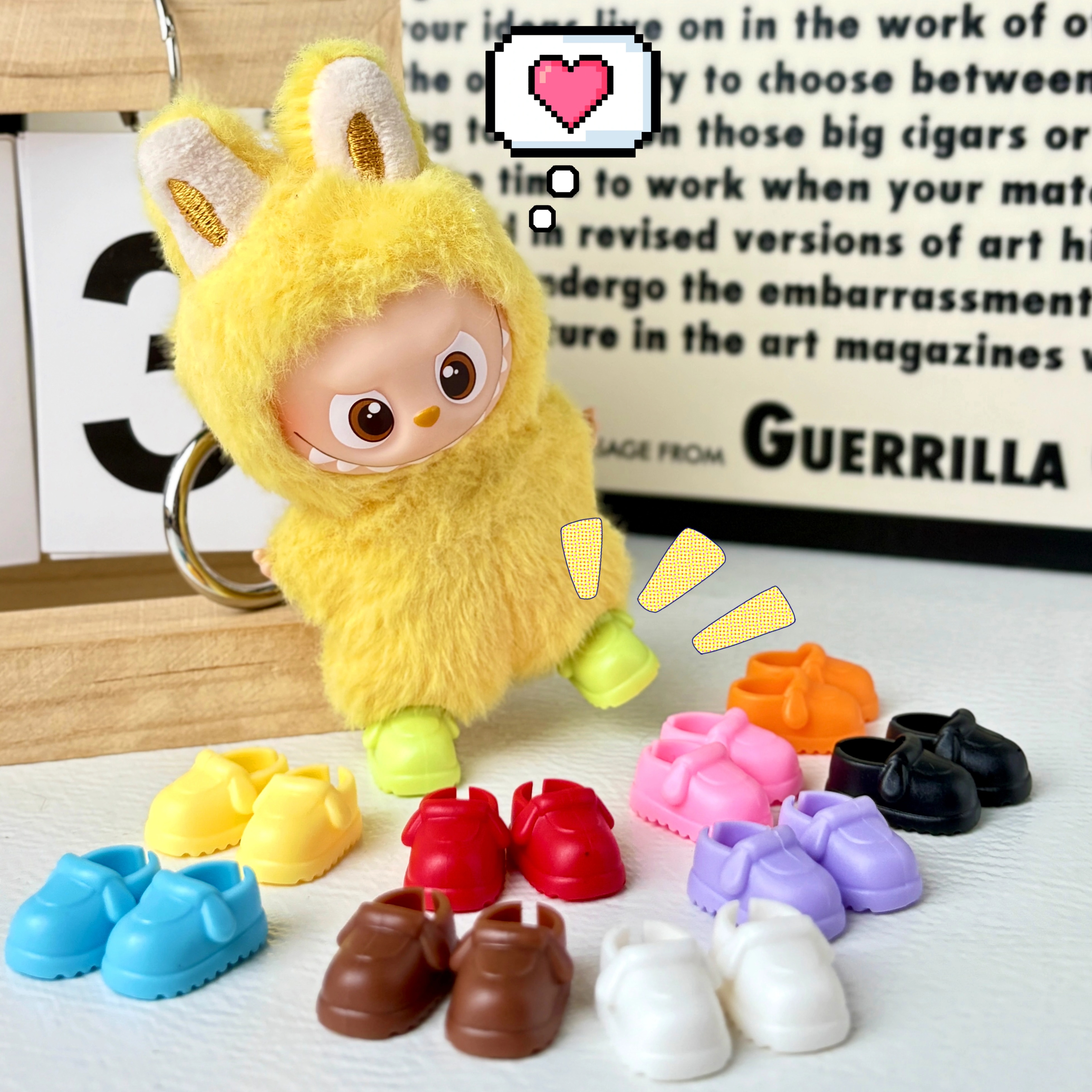 labubu心底密码系列搪胶娃衣靴子项链套装配件10cm玩偶配饰鞋子