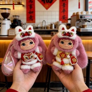 wakuku新年娃衣醒狮拜年服马年一二代狐狐兔兔捣蛋日记红色喜庆衣