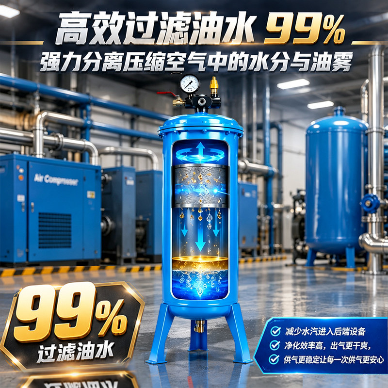 气泵活塞空压机油水分离器压缩空气净化器喷漆除水精密空气过滤器