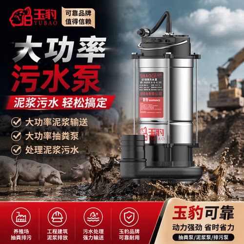 玉豹大功率污水泵220V不锈钢强劲电动抽粪泥浆泵小型家用家用水泵