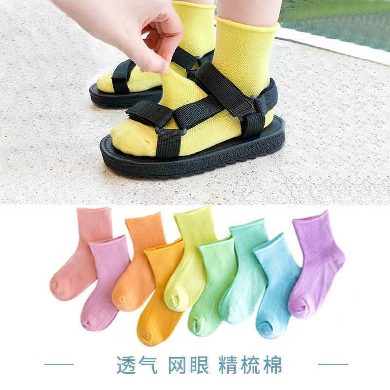 儿童袜子薄款堆堆袜夏潮ins春秋季女童男夏糖果色潮版宝宝中筒袜