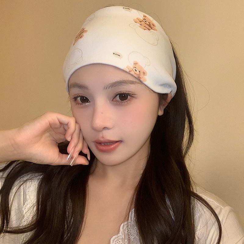 超舒服可爱月子发带秋冬小熊双层全棉头巾产后坐月子春秋产妇帽子