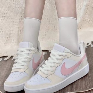 Court Nike Borough奶油樱花 甜妹 100 乳白色BQ5448 定制球鞋