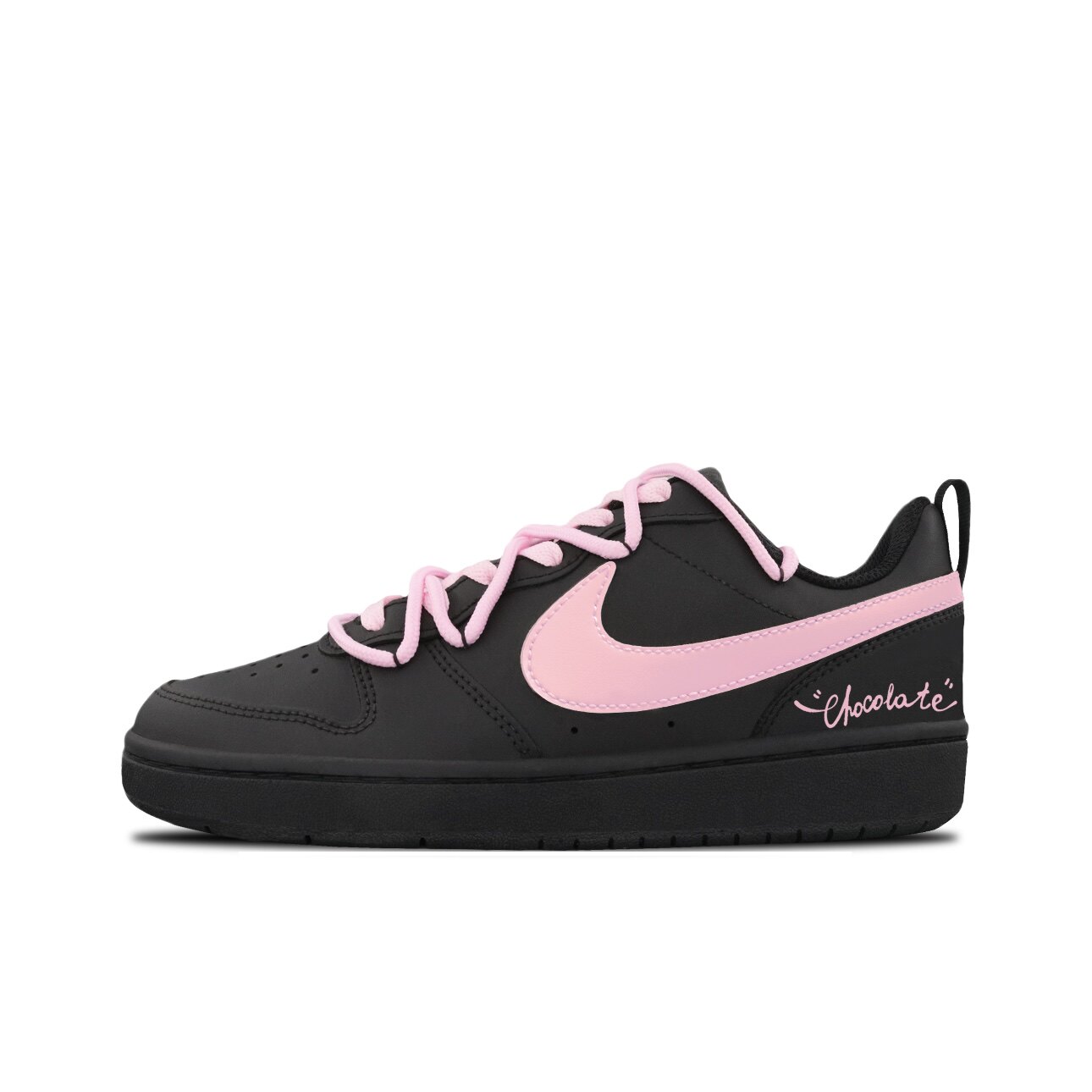 【定制球鞋】Nike Court Borough 2 夹心黑巧 黑粉 BQ5448-115