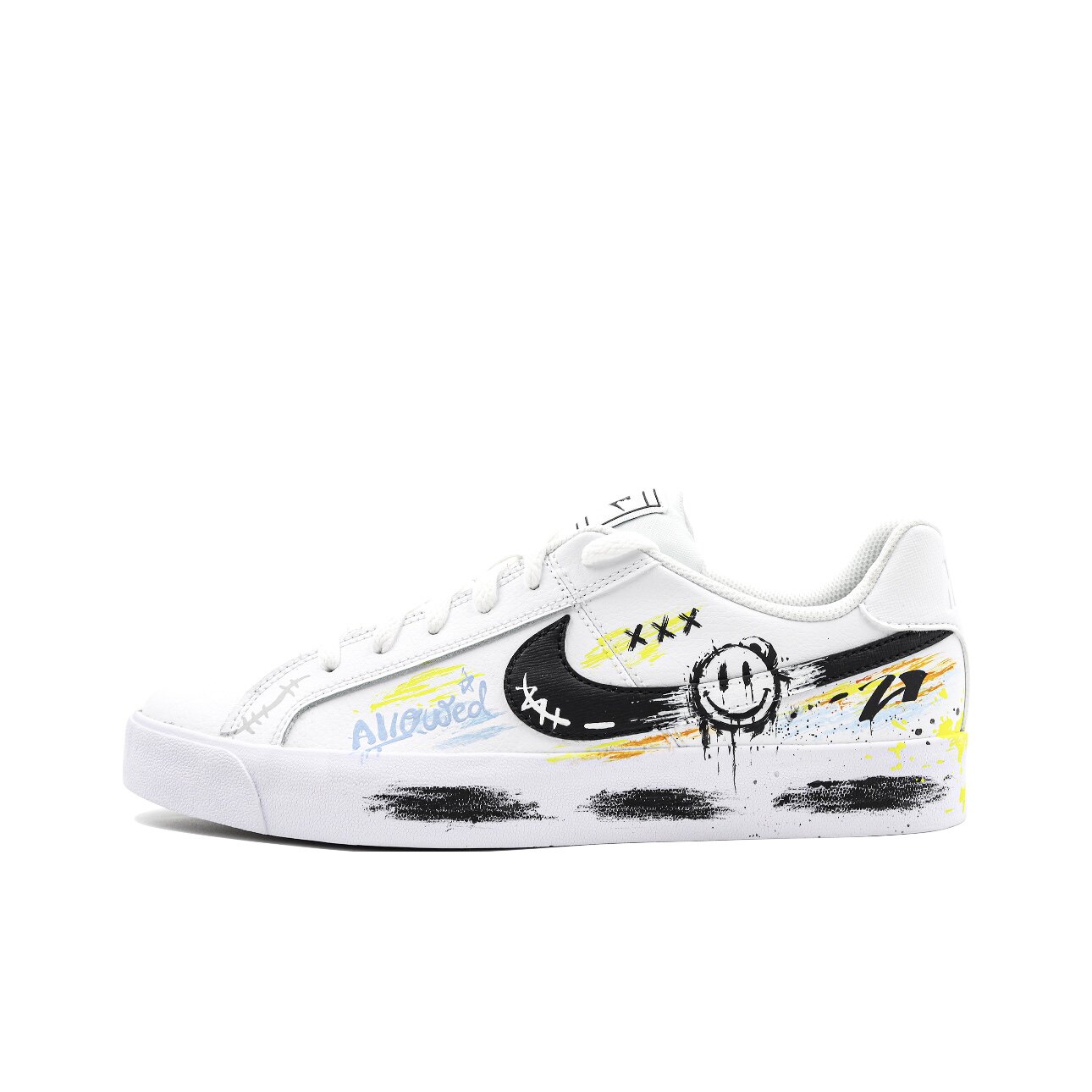 【定制球鞋】Nike Court Royale 盒子行动 笑脸涂鸦 BQ4222-103