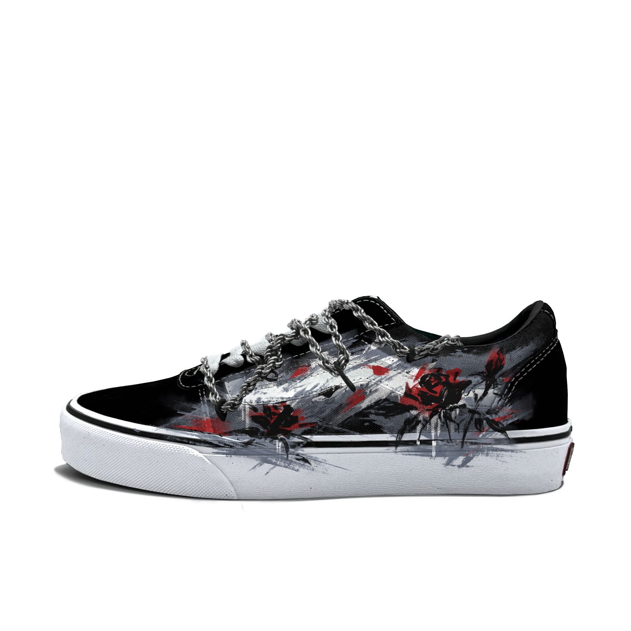 VANS定制球鞋无人区玫瑰帆布鞋