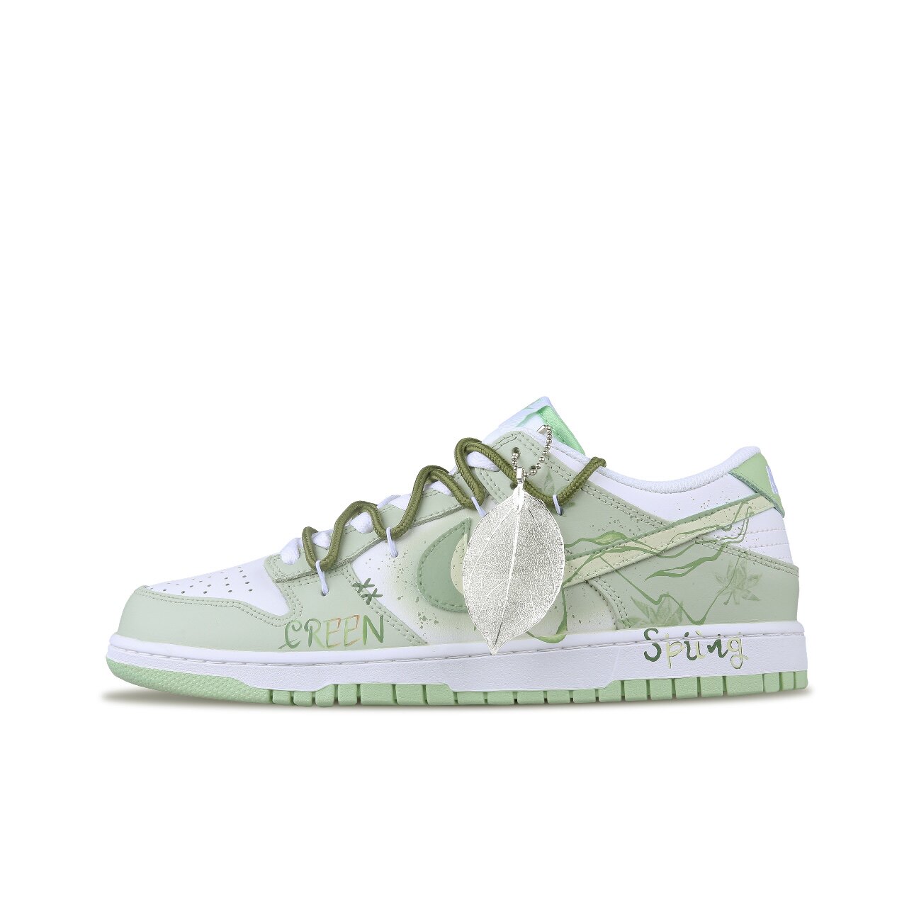 【定制球鞋】Nike Dunk 春意盎然 缠绕 枝叶 白绿  DV0831-105