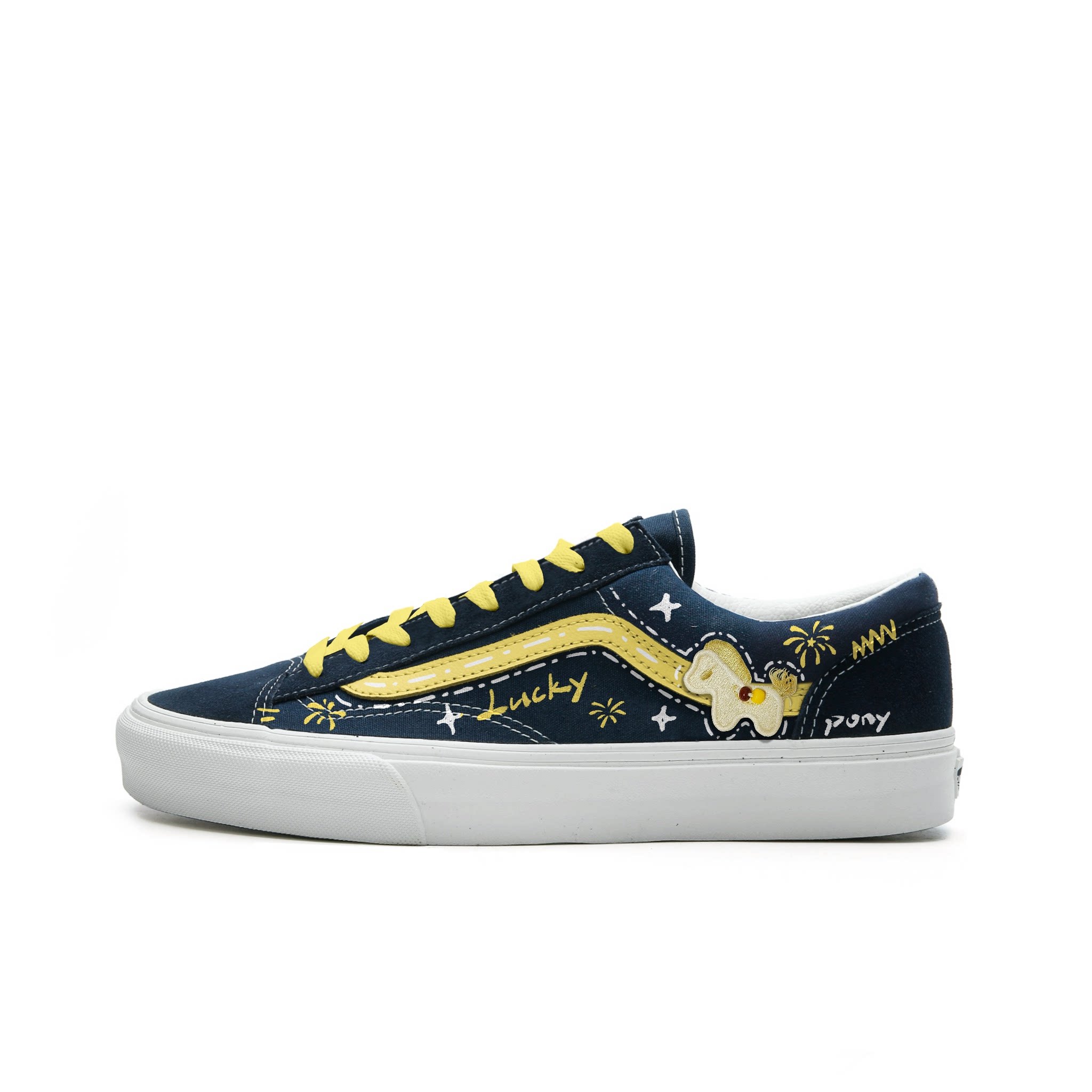VANSStyle36藏蓝手绘帆布鞋