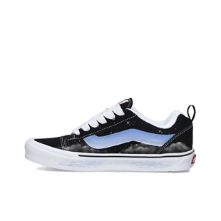 【定制球鞋】Vans Knu Skool 天空之恋 喷绘 黑白蓝 VN0009QC6BT1
