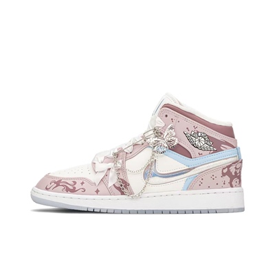 【定制球鞋】Air Jordan 1 蝴蝶仙子 城堡主题 粉蓝 FQ9117-400