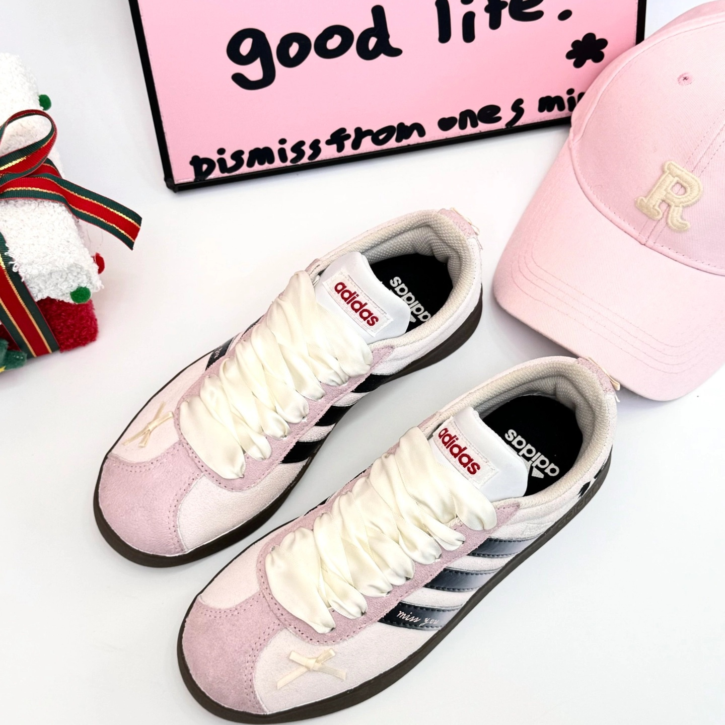 【定制球鞋】adidas neo VL Court 2.0 芭蕾梦 解构 浅粉色HQ1802 - 实物图