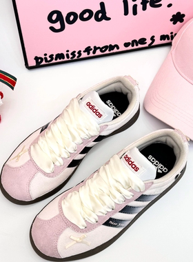 【定制球鞋】adidas neo VL Court 2.0 芭蕾梦 解构 浅粉色HQ1802