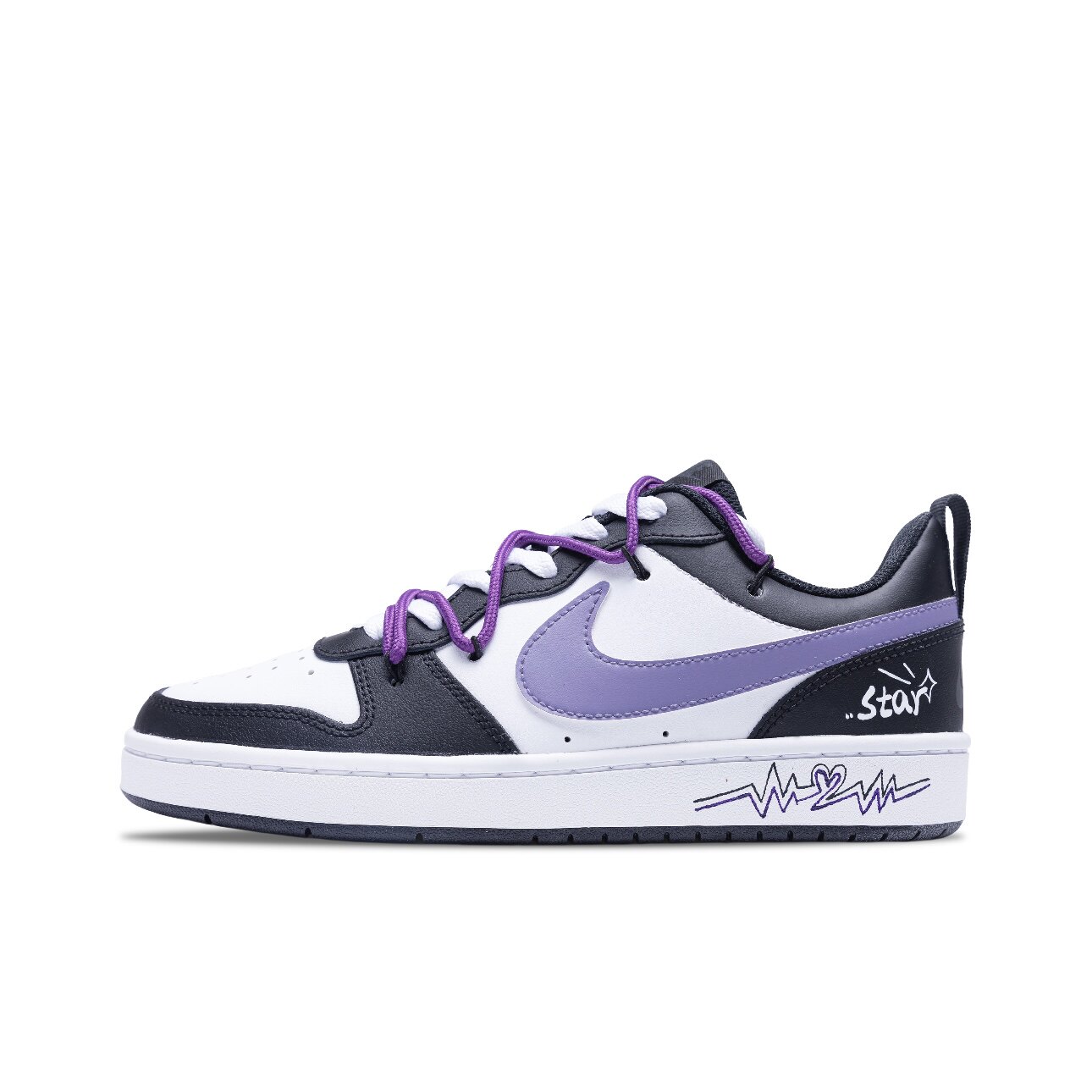 【定制球鞋】Nike Court Borough 紫色星星 清新 黑紫 BQ5448-115