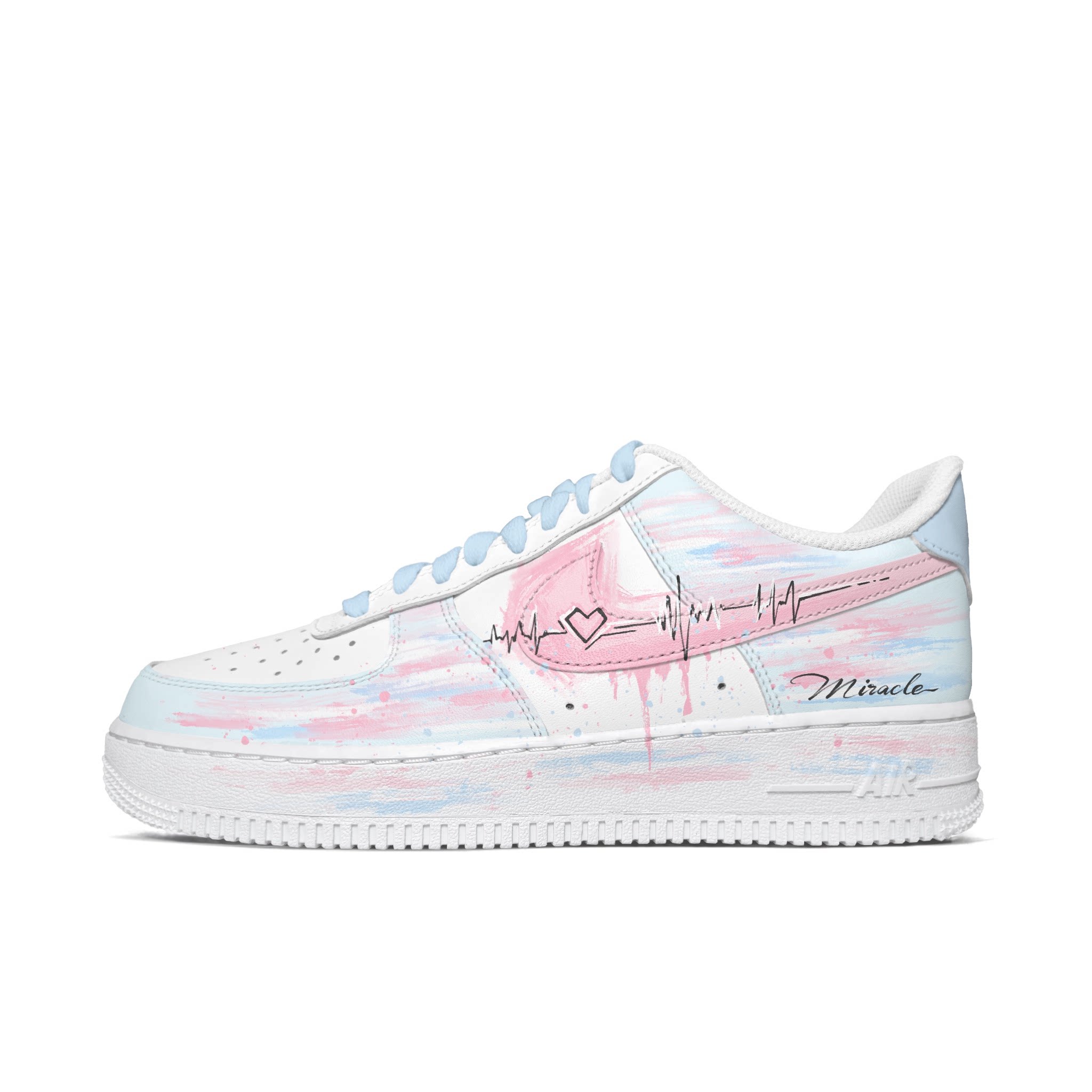 【定制球鞋】Nike Air Force 1 粉蓝心迹 潮流定制手绘运动鞋