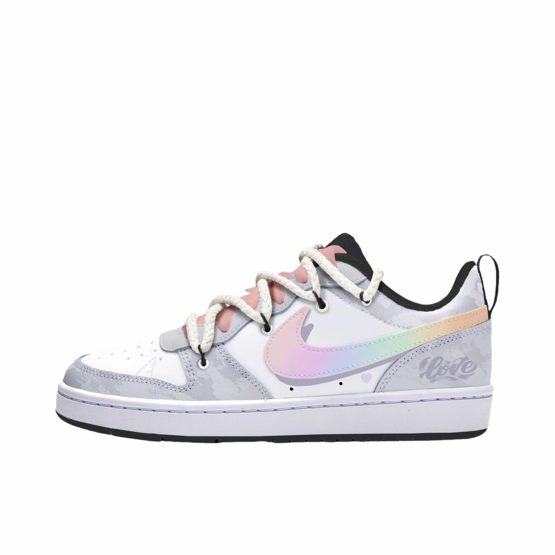 【定制球鞋】 Nike Court Borough 板鞋 彩虹独角兽 BQ5448-115