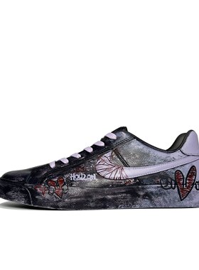 【定制球鞋】Nike Court Royale 拳布都是你 做旧 黑紫BQ4222-103