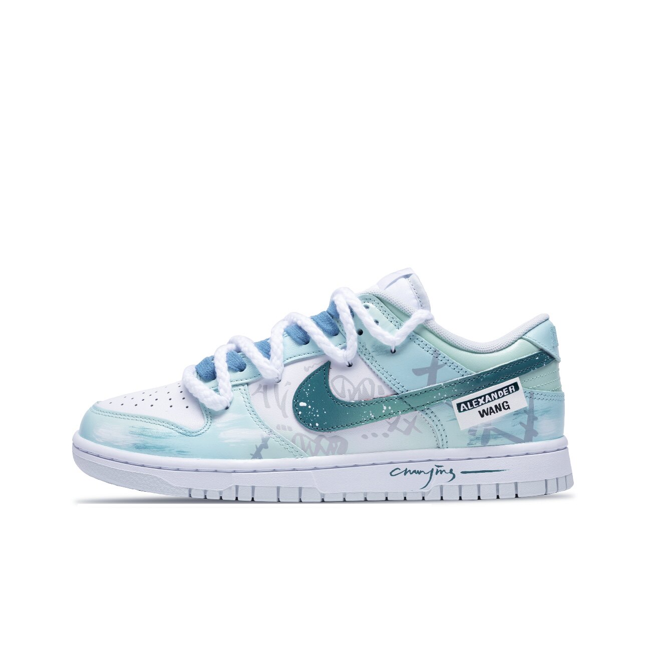 【定制球鞋】Nike Dunk 森之境 渐变 涂鸦 喷墨 碧绿 HF0730-160