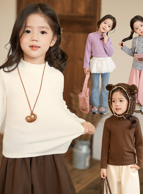 【热皮】小O宝Okids童装 宝宝白色打底衫女软糯2025秋女童长袖t恤