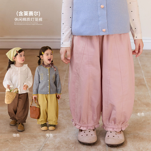 女童休闲宽松松弛感裤 小O宝童装 新款 2026春季 子 女宝宝花边灯笼裤