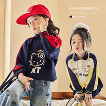 小O宝Okids童装 宝宝polo领卫衣女长袖2025秋装新款女童美式上衣