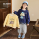 女童假两件上衣 新款 小O宝童装 宝宝卡通加绒卫衣女休闲2025冬季