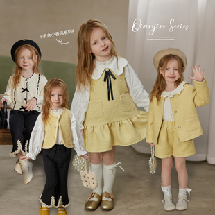 新款 女时髦2024春季 儿童连衣裙 宝宝小香风千金套装 陈大猪小O宝