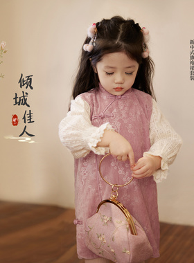 陈大猪小O宝Okids童装 宝宝新中式旗袍女秋冬婴儿中秋节背心裙