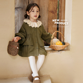 女童风衣 新款 小O宝Okids童装 宝宝甜美娃娃领外套女森系2025秋季