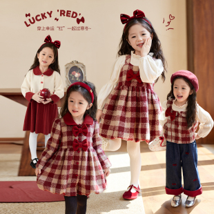裙洋气加绒2025新婴儿新年红色套装 套装 女宝宝冬季 小O宝Okids童装