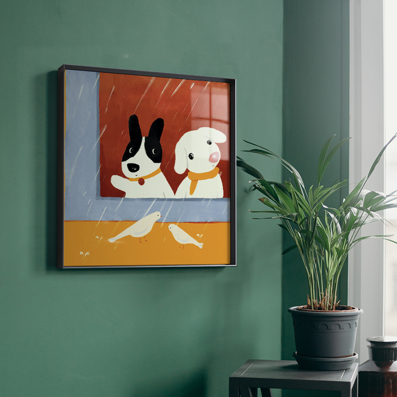 ZOYART幸福小狗ins风餐厅墙挂画治愈系卧室儿童房卡通艺术装饰画