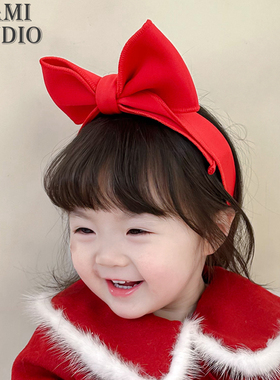 1-10岁儿童发带红色可爱蝴蝶结发饰女宝宝生日头饰过新年亲子发带