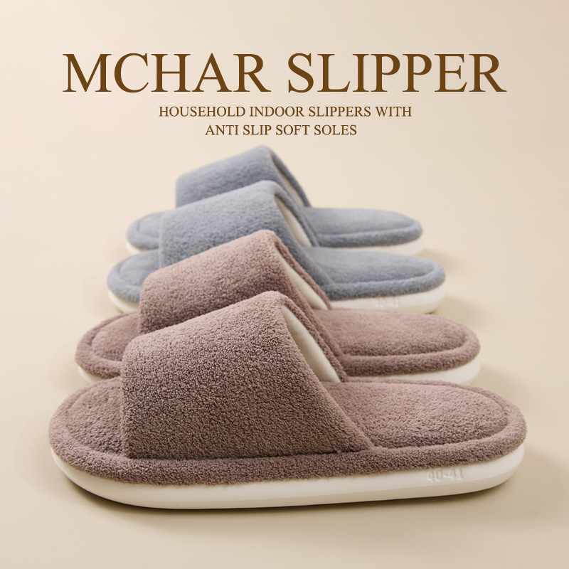 男士棉拖鞋四季家用室内开口透气露脚趾秋冬季情侣家居软底防滑女