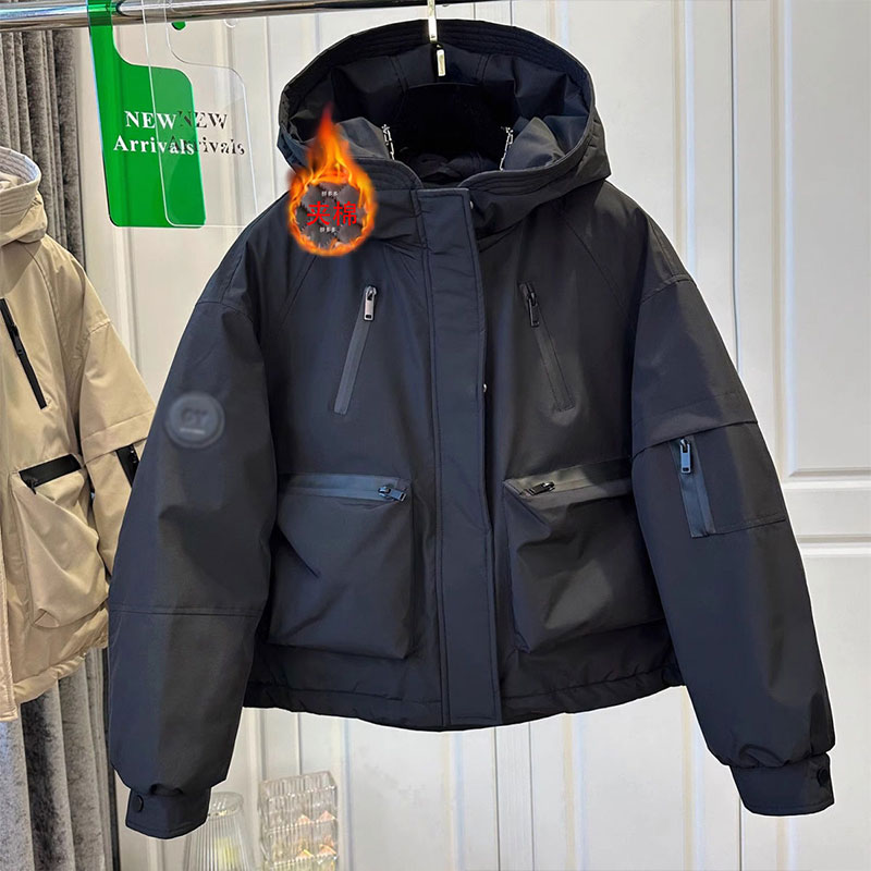 时尚纯色冲锋衣外套宽松连帽女装