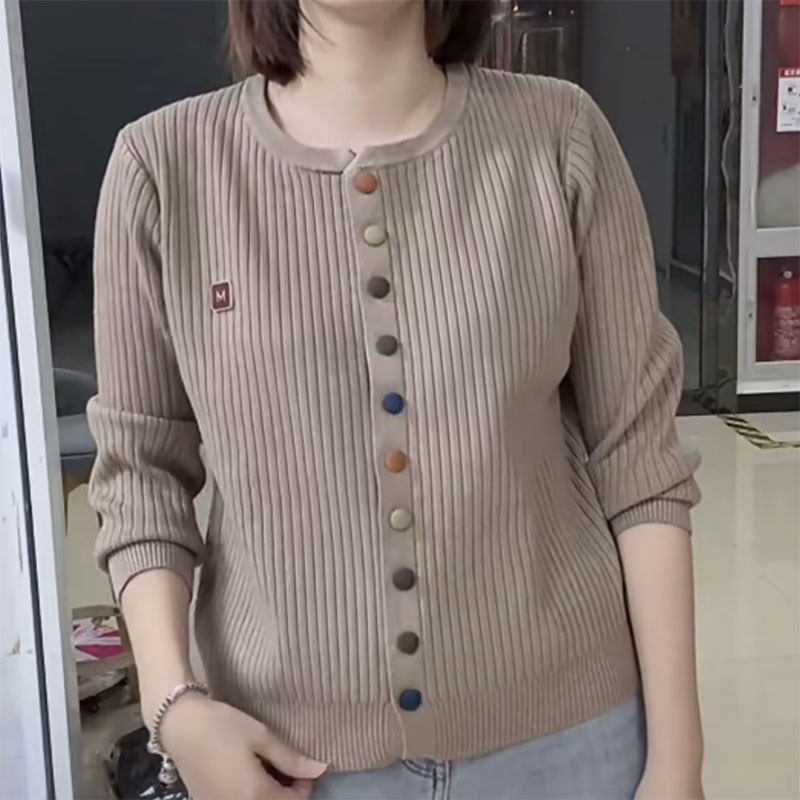 2025春季新款彩扣针织开衫妈妈装时尚百搭宽松休闲简约外套上衣女,女装/女士精品,毛针织衫,淘宝优惠券,粉丝福利购,淘宝优惠卷