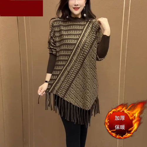 圆领时尚宽松流苏打底衫长袖女装