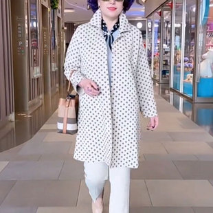 中年妈妈装时尚中长款polo领外套2026春秋新款宽松百搭洋气上衣女