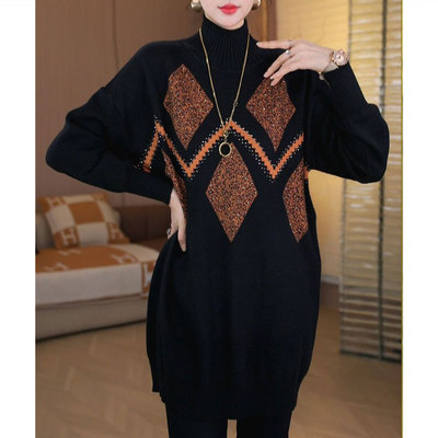 加厚保暖毛衣大码中长款遮肚女装