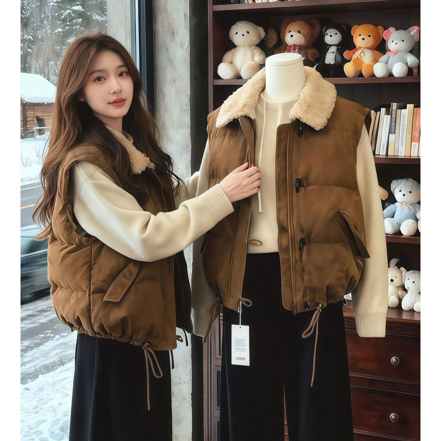 时尚韩版加厚马甲女装秋冬新款宽松休闲百搭拼接翻领无袖夹克外套,女装/女士精品,马夹,淘宝优惠券,粉丝福利购,淘宝优惠卷