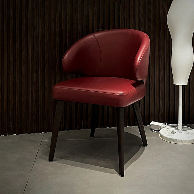 轻奢餐椅家用简约现代皮艺酒店意式洽谈椅咖啡厅休闲接待靠背椅子