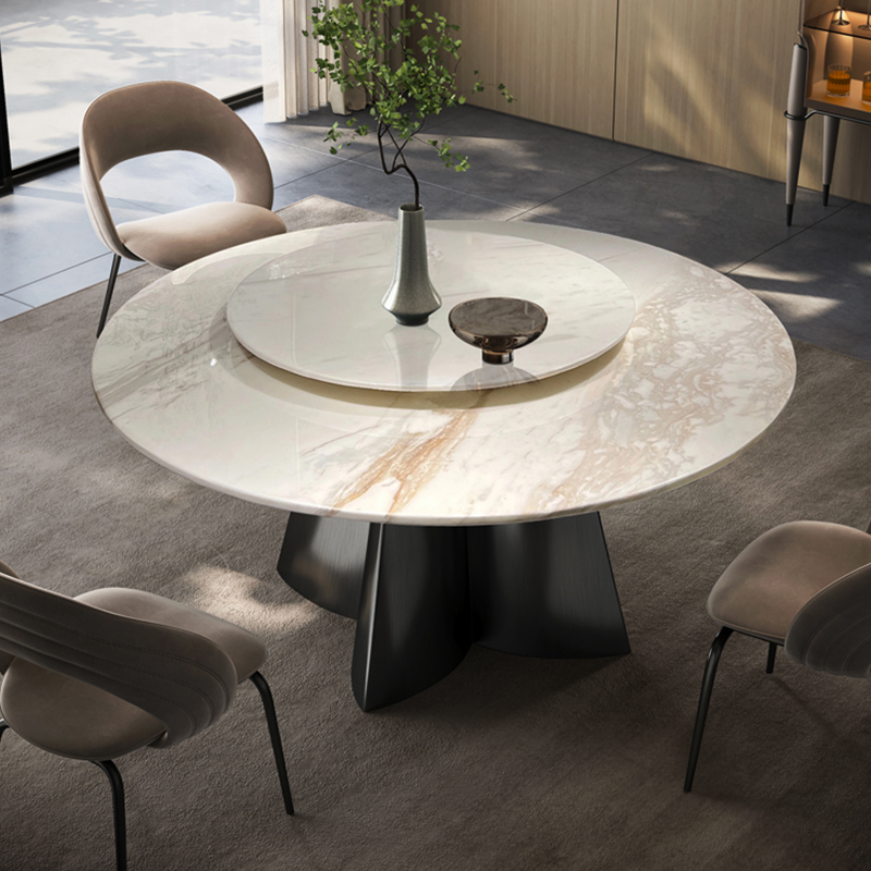 金爵士白奢石大理石圆餐桌