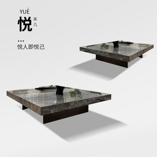 奢石高级感茶几客厅家用小户型轻奢天然大理石方型茶几组合电视柜