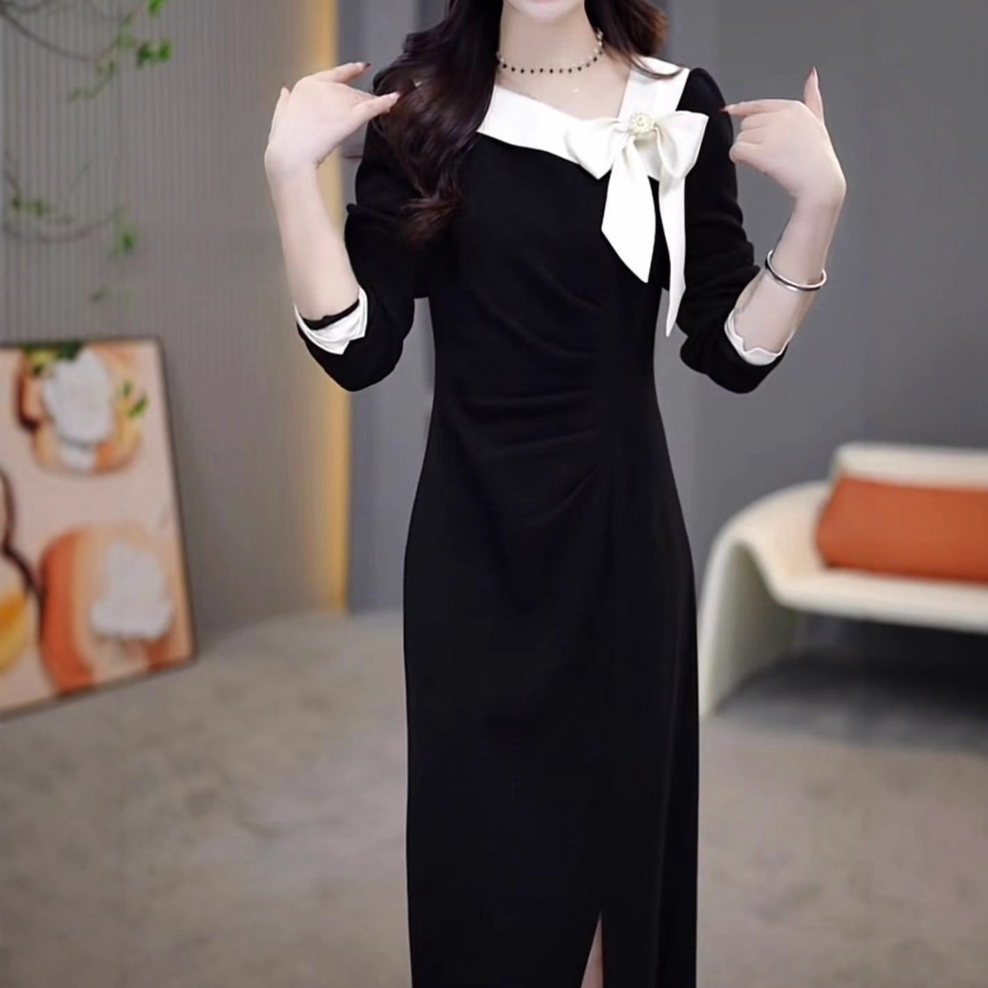 春季气质经典中长款连衣