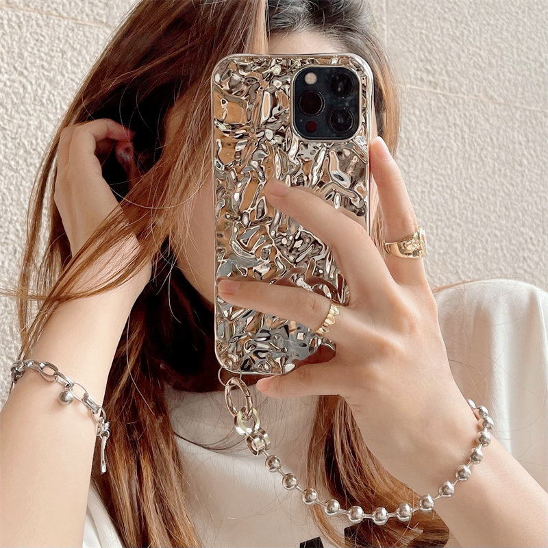 高级银色锡纸设计iPhone15Pro手链14手机壳13适用苹果11硅胶保护套xsmax手提挂绳XR奢华8plus女款不规则12,3C数码配件,手机保护套/壳,淘宝优惠券,粉丝福利购,淘宝优惠卷