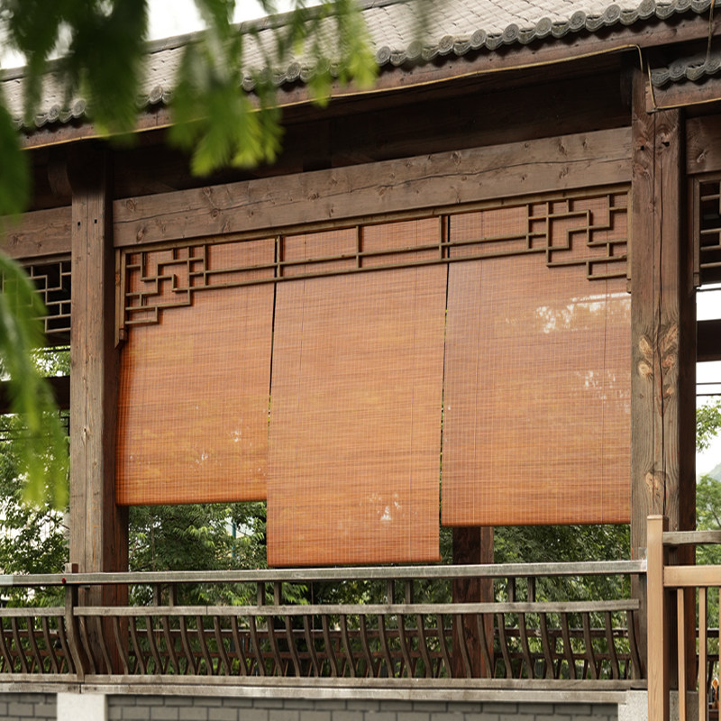 户外防水防霉竹帘卷帘窗帘室外阳台凉亭民宿防晒遮阳防雨竹卷帘子