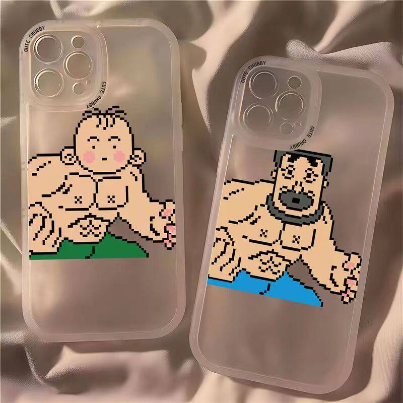肌肉牛爷爷适用苹果12pro手机壳iPhone14/11promax全包13mini创意7/8plus时尚xr新款xsmax日韩se2/3卡通6plus